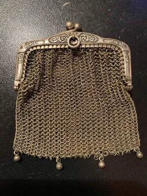 Rare SAC MINAUDIERE ancien METAL ARG. AUMONIERE Porte-Monnaie French Antique - Photo 1/4