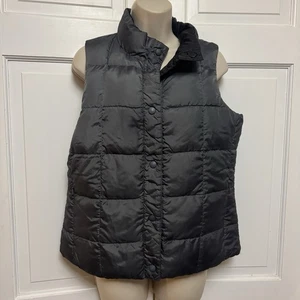 LL Bean Puffer Vest S Goose Down Reversible Black Gray Womens Zip Pockets - Picture 1 of 8