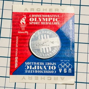 Medaille Chip Medaillon Münze 1996 Atlanta Olympia Bogenschießen Gedenkmünze Vintage - Bild 1 von 3