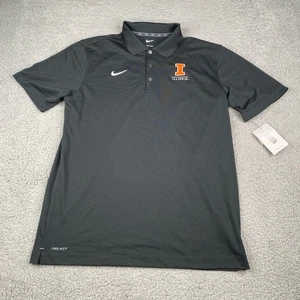 University of Illinois Nike Polo Shirt Mens Large Black Dri-Fit Short Sleeve NEW - Picture 1 of 14