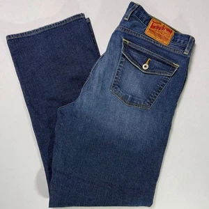 Lucky Brand Latzhose Jeans, Gr. 36, Med Wash Distressed, Back Flap Button Pocket - Bild 1 von 16