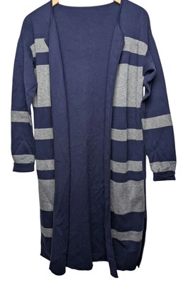 Athleta Explore Open Front Cardigan #591483 Blue Gray Striped Reversible size XS - Image 1 of 4