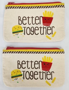 Menge 2 Better Together Cupcakes & Cartwheels Reißverschlusstaschen Hamburger Pommes Neu mit Etikett - Bild 1 von 6