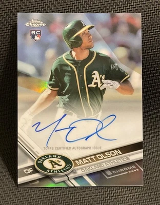 MATT OLSON Refractor Rookie Auto #/499 RC 2017 Topps Chrome Baseball - Image 1 of 2