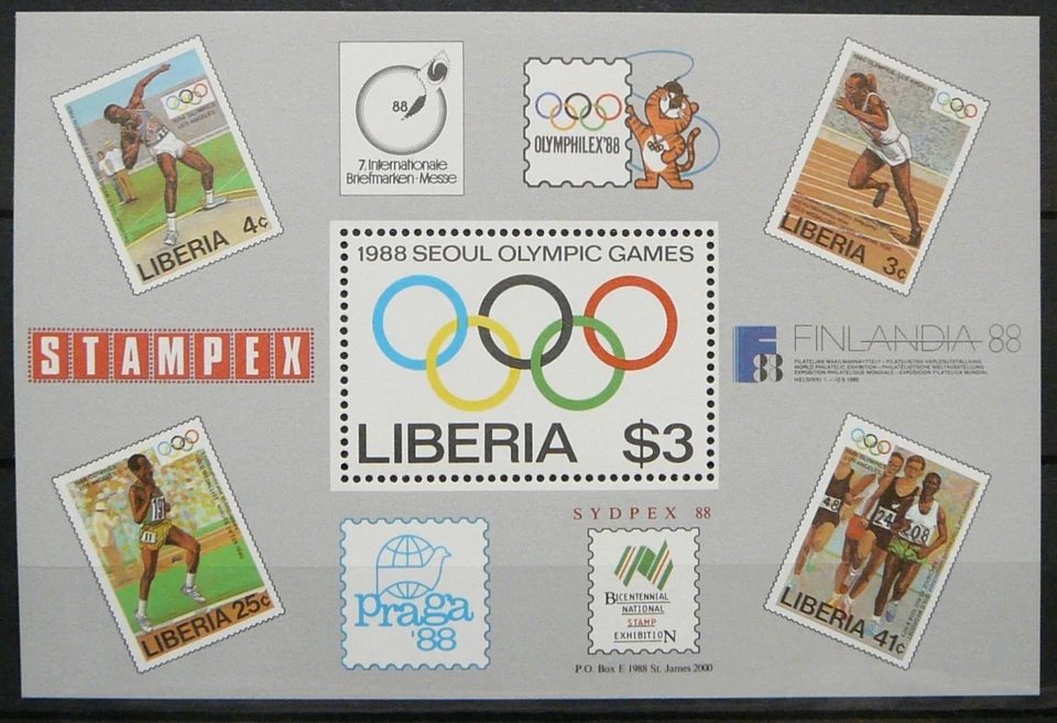 Hoja Liberia S. - Juegos Olímpicos de Verano Seúl_1983 - MNH. Foto 1 de 1