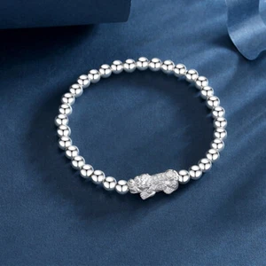 990 Fuß Silber Pixiu Kugel Reines Silber Armband - Bild 1 von 3