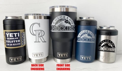 COLORADO ROCKIES YETI Laser Engraved Tumblers and Can Colsters, 2-Sided Cover