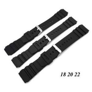 Silicone Rubber Watch Strap Band Deployment Buckle Diver 18mm 22mm - Picture 1 of 10