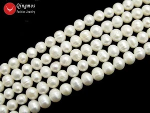 6-7mm Round Natural FW White Pearl Loose Beads for Jewelry Making DIY String 14" - Picture 1 of 17