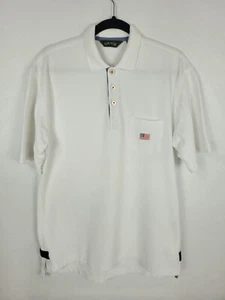 ORVIS Embroidered American Flag Rugby WHITE Polo Shirt w/ Pocket Men's Sz M - Picture 1 of 6
