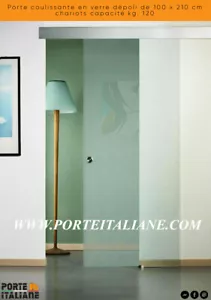Porte coulissante en verre dépoli de 100 x 210 cm chariots capacité kg. 120 - Imagen 1 de 1