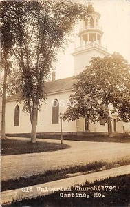 A4/ Castine Maine Me RPPC Real Photo Postcard c1920 Old Unitarian Church 1790 - Picture 1 of 2