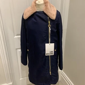 Moschino Navy Mantel Jacke Größe 42 UK 10 Neu mit Etikett - Bild 1 von 11