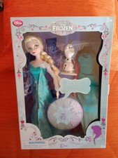 DISNEY STORE ELSA FROZEN SINGING BAMBOLA CON OLAF. BATTERIE SCARICHE , NUOVA