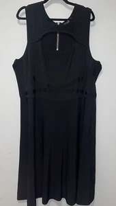 Lane Bryant 22/24 Sexy Dress Fit n Flare Stretch Knit Black Cut Out Chest - Picture 1 of 4