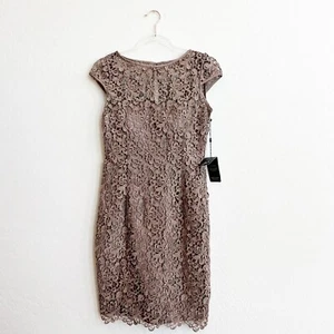 NUOVO Adrianna Papell mini abito donna pizzo manica cappuccio formale matrimonio buff 4 - Foto 1 di 7