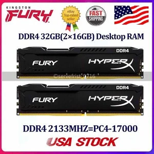For FURY DDR4 32GB (2×16GB) 2133MHZ Desktop PC4-17000 Memory DIMM 288pin - Picture 1 of 7