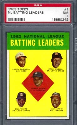 1963 Topps #001 PSA 7 NL Bateo Aaron Musial Robinson Reds Cardinals 1 ¡Bonito! Foto 1 de 2
