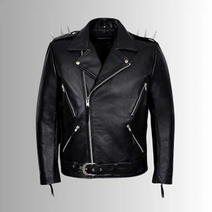 Herren Punk Leder Ghost Rider Jacke Nicolas Cage Cosplay Biker Oberbekleidung Jacke - Bild 1 von 4