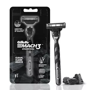 3x Gillette Mach3 Charcoal Shaving Razor for Men Enhanced Lubrastrip clean shave - Picture 1 of 3