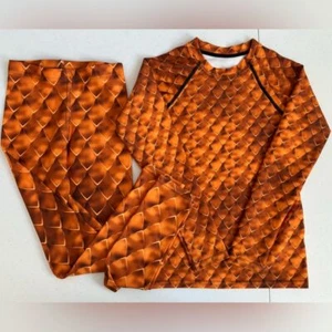 No Brand Kids Size 7 Orange Dragon Scale Long Sleeve Shirt and Pants Set - Picture 1 of 15
