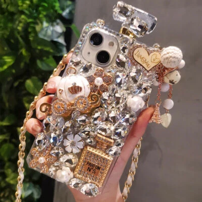 3D Bling Sparkle Perfume Bottle Diamond Case For Samsung S23 S25 S24 iphone 17 - Image 1 of 4