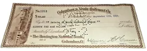 SEPT. 1928 COLUMBUS & XENIA RAILROAD PRR PENNSYLVANIA RAILROAD DIVIDEND CHECK - Picture 1 of 1