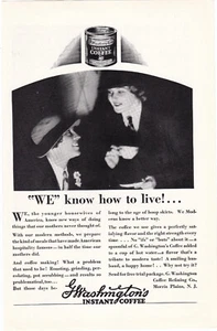 1928 Washington Instant Coffee Vintage Print Ad 2 Housewives with Hats Talking - Picture 1 of 1