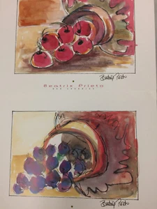 "RED CHERRIES" & "POT WITH CHERRIES" BY BEATRIX PRIETO [OUT OF PRINT] 2 PRINTS - Picture 1 of 10