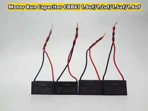 CBB61 450V AC Appliance Motor Run Capacitor with Wire Lead 1uF/1.2uf/1.5uf/1.8uf - Picture 1 of 14