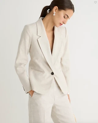 NWT J.Crew $198 Women's Parke blazer in stretch linen blend, Flax Ivory, Sz 4 - Image 1 of 4