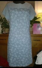 SIZE 16 BRAKEBURN PALE BLUE FLORAL JERSEY DRESS BROIDERIE ANGLAISE DETAIL