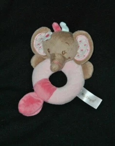Peluche NATTOU doudou hochet éléphant Charlotte rose grelot rond NEUF - Picture 1 of 1