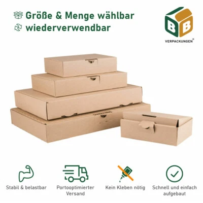 BB-VERPACKUNGEN® Maxibriefkartons Größe & Menge wählbar Versandkarton Schachtel A4 A5 A6 A7 B4 B6