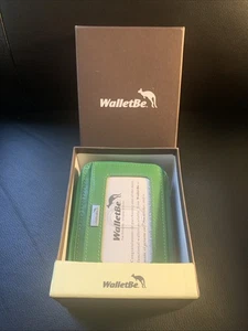 WalletBe Wallet Green Leather Accordion Zip Around Wristlet Crossbody - Picture 1 of 8