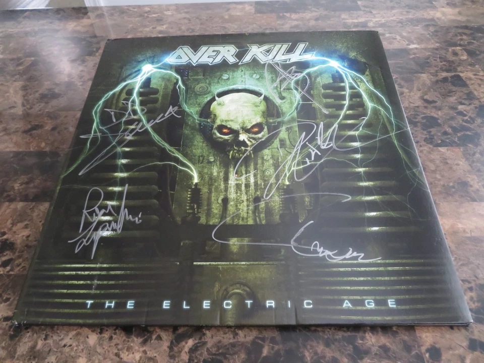 Overkill - The Electirc Age - 2LP - black - SIGNED BY ALL!!! - UN PLAYED - blue - Image 1 of 3