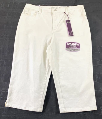 Mujer Gloria Vanderbilt Skimmer Talla 12P Blanco Denim Cinco Bolsillos Cremallera Elástica Foto 1 de 4