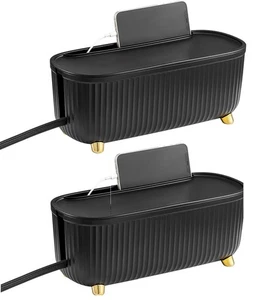 Cable Management Cord Wire Hider Box Organizer Protector System Black Rare 2 PCS - Picture 1 of 7