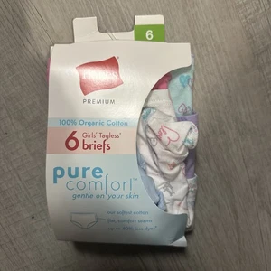 HANES 6-pack Premium Organic Cotton Pure Comfort Briefs Girls SIZE 6 NWT - Picture 1 of 4