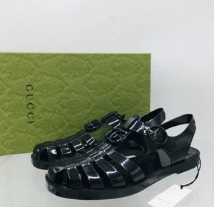Gucci – 674132 – schwarze Gummi GG Schnalle Riemen Sandalen Herren Größe US 12,5 M - Bild 1 von 16