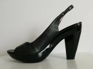 Calvin Klein Myra schwarze gewalkte Leder-Slingback-Absätze US 8,5 9 I LOVE SCHUHE - Bild 1 von 8