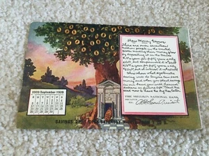 Decatur IL-1 Cent Postcard Millikin National Bank Sept, 1909 Calendar FREE SHIP - Picture 1 of 5