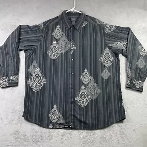 Crazy Horse Shirt Men XXL 2XL Black Striped Button Up Western Long Sleeve - Picture 1 of 13