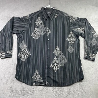 Crazy Horse Shirt Men XXL 2XL Black Striped Button Up Western Long Sleeve - Image 1 of 4