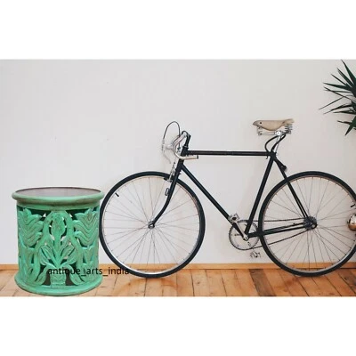 17" Hecho Mesilla Floral Tallado Moderno Redondo Hogar/Oficina Café Mesa -1 - Imagen 1 de 4