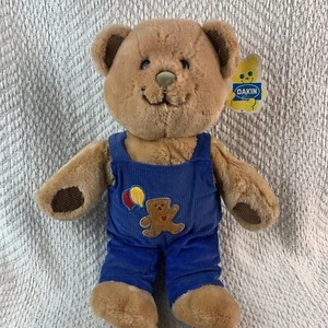 Vintage 1985 Dakin 14" Teddy Bear Brown Plush Corduroy Blue Overalls “Cameron” - Picture 1 of 23