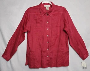 Women's NWT Susan Bristol Long Sleeve Shell Buttons Shirt Blouse Red Size Medium - Picture 1 of 9