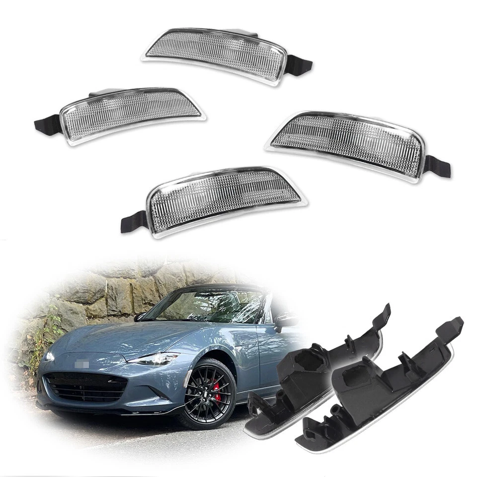 Luces de señalización laterales transparentes delanteras traseras para Mazda MX-5 Miata 2016-22 carcasas de parachoques Foto 1 de 4