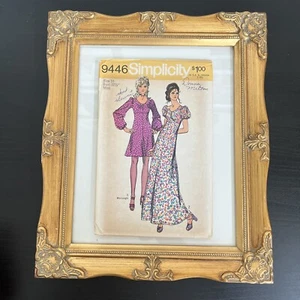 Vintage 1970s Simplicity 9446 Boho Cottagecore Dress Sewing Pattern 10 XXS UNCUT - Picture 1 of 13