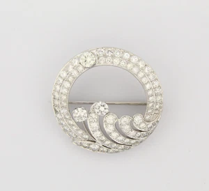 Estate Antique Art Deco 1920s Platinum Diamond 4.5ct 11.4 gr Brooch - Picture 1 of 6